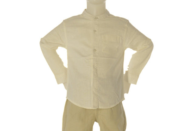 CAMICIA BAMBINO ZIPPY MANICA LUNGA BOTTONI COREANA  COTONE LINO TASCHINO ART. ZBBAP0302-26006