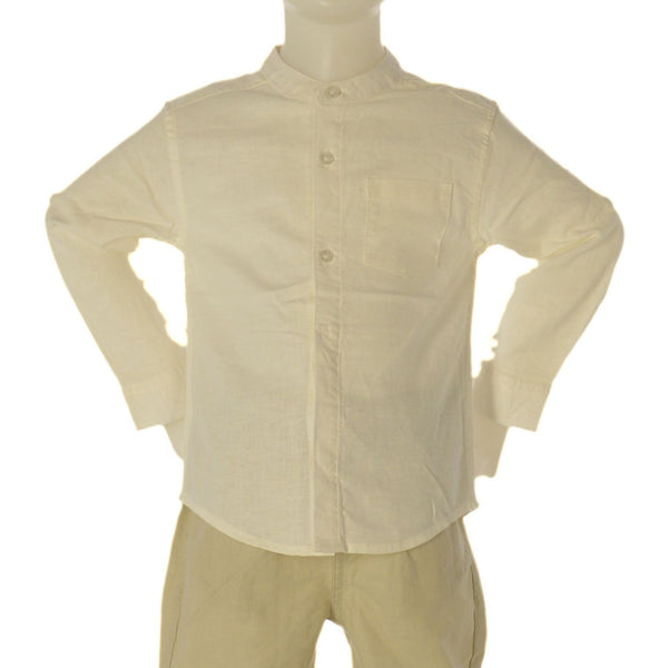 CAMICIA BAMBINO ZIPPY MANICA LUNGA BOTTONI COREANA  COTONE LINO TASCHINO ART. ZBBAP0302-26006