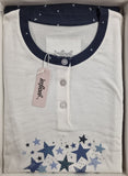 PIGIAMA DONNA RAGAZZA SERAFINO PURO COTONE STELLE POLSINI INFIORE ART.GLX654137