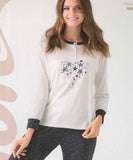 PIGIAMA DONNA RAGAZZA SERAFINO PURO COTONE STELLE POLSINI INFIORE ART.GLX654137