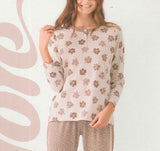 PIGIAMA DONNA RAGAZZA PURO COTONE SERAFINO BOTTONI FANTASIA ANIMALIER INFIORE ART.IBS654142