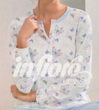 PIGIAMA DONNA RAGAZZA APERTO PURO COTONE FANTASIA INFIORE ART. VLR654221
