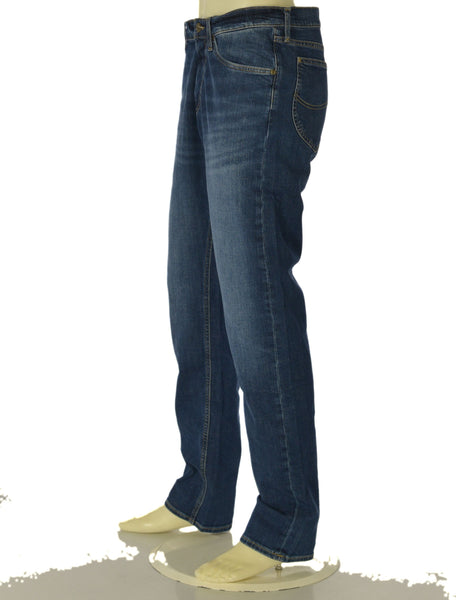 JEANS UOMO LEE ZIP BOTTONE TASCHE SCURO REGOLARE AER.MOJO
