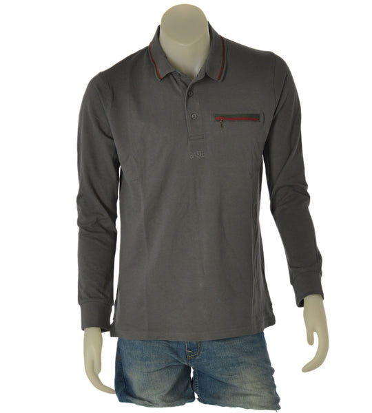 POLO UOMO BASILE  COTONE BOTTONI POLSINI SPACCHETTI TASCA CERNIERA PROFILO ART.BE0217