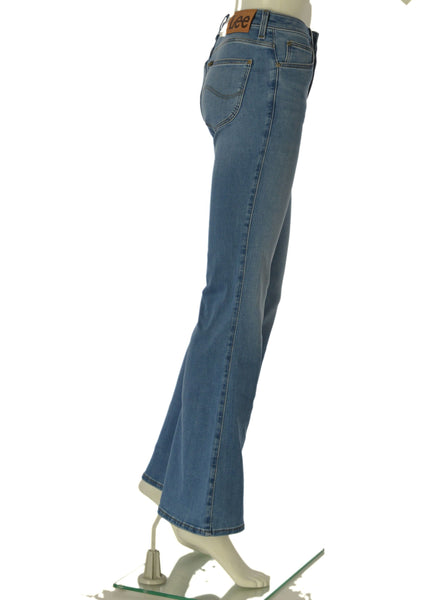 JEANS DONNA RAGAZZA LEE ZIP BOTTONE TASCHE CHIARO ZAMPA ART.BREESE