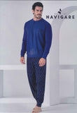 PIGIAMA UOMO PURO COTONE SERAFINO TASCHINO PANTALONE FANTASIA NAVIGARE ART.141980