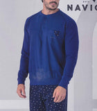 PIGIAMA UOMO PURO COTONE SERAFINO TASCHINO PANTALONE FANTASIA NAVIGARE ART.141980