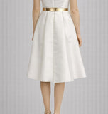 Abito Carla Ruiz in taffeta di raso gonna svasata corpino con lavorazione in opro elegante