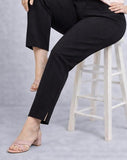Pantalone donna Luisa Viola in punto milano elasticizzato cinturino con bottoncino in vita lunghezza alla caviglia gamba morbida spacchetto sul fondo art P922F0