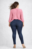 Pantaloni Miroglio Luisa Violajans elasticizzato fascetta bassa senza tasche e spacchetto modello leggins art P402