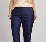 PANTALONE LUISA VIOLA ELEGANTE IN SETA PURA CERNIERA LATERALE SPACCHETTO SUL FONDO ELESTICO DIETRO ART P537