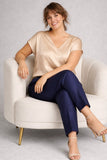 PANTALONE LUISA VIOLA ELEGANTE IN SETA PURA CERNIERA LATERALE SPACCHETTO SUL FONDO ELESTICO DIETRO ART P537