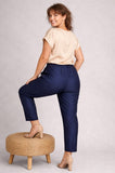 PANTALONE LUISA VIOLA ELEGANTE IN SETA PURA CERNIERA LATERALE SPACCHETTO SUL FONDO ELESTICO DIETRO ART P537