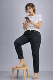 PANTALONE DONNA SOFIA CURVI IN RASATELLO DI COTONE MODELLO JEANS ART AMBP 49