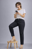 PANTALONE DONNA SOFIA CURVI IN RASATELLO DI COTONE MODELLO JEANS ART AMBP 49