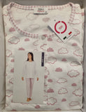 PIGIAMA LUNGO DONNA SERAFINO PURO COTONE FANTASIA NUVOLE MARCA ZERO ART. 4822E