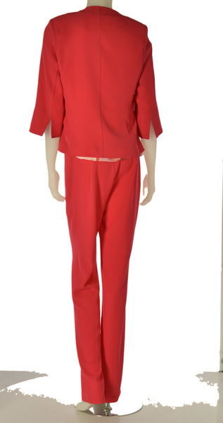 TAILLEUR DONNA GABRIELLA CASACCA MEZZA MANICA GIROCOLLO FANTASIA GIACCA BOTTONE TRE QUARTI PANTALONE ELASTICOZIP ELEGANTE ART.CIELO