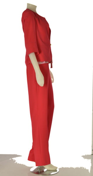 TAILLEUR DONNA GABRIELLA CASACCA MEZZA MANICA GIROCOLLO FANTASIA GIACCA BOTTONE TRE QUARTI PANTALONE ELASTICOZIP ELEGANTE ART.CIELO