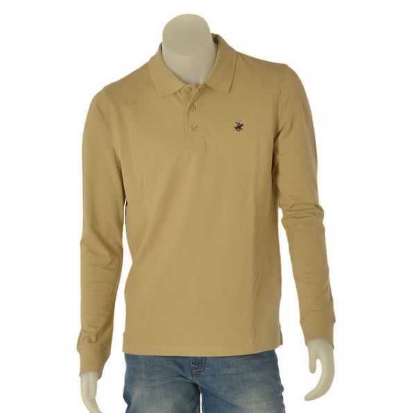 POLO UOMO MANICA LUNGA BEVERLY HILLS POLO CLUB PIQUET COTONE ART. P424125