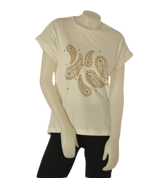 T-SHIRT DONNA TIFFOSI COTONE GIROCOLLO MEZZA MANICA PIZZO STAMPA PUNTI LUCE ART.10065011