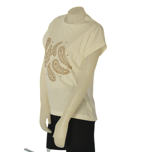 T-SHIRT DONNA TIFFOSI COTONE GIROCOLLO MEZZA MANICA PIZZO STAMPA PUNTI LUCE ART.10065011