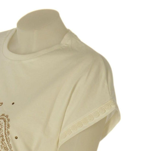 T-SHIRT DONNA TIFFOSI COTONE GIROCOLLO MEZZA MANICA PIZZO STAMPA PUNTI LUCE ART.10065011