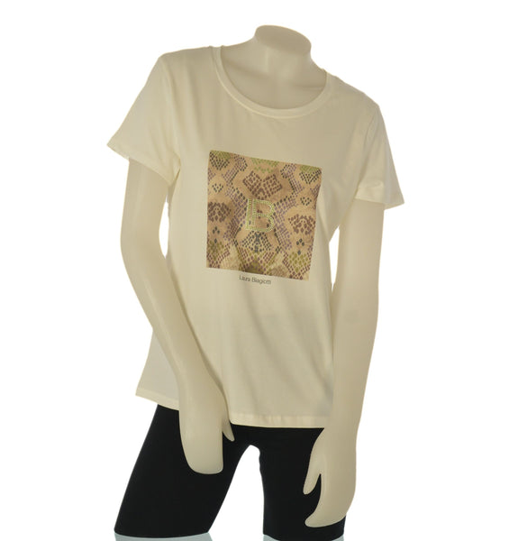 T-SHIRT DONNA LAURA BIAGIOTTI GIROCOLLO MEZZA MANICA STAMPA BRILLANTINI ART.26P1407