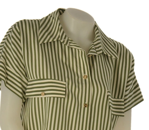 CAMICIA DONNA LAURA BIAGIOTTI BOTTONI COLLETTO TASCHE MEZZA MANICA SPAcCHETTI RIGHE ART.26P1532