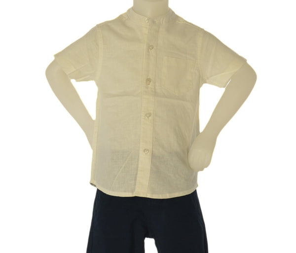 CAMICIA BAMBINO ZIPPY MANICA CORTA COREANA TASCHINO BOTTONI LINO COTONE ART. ZKBAP0302-26024