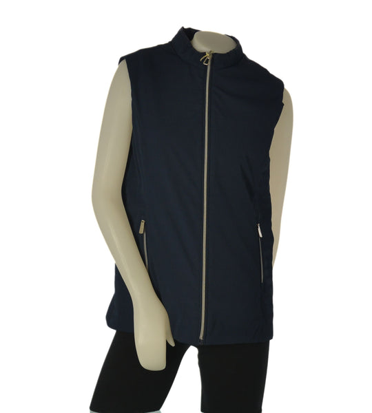 GILET DONNA VIRGINIA BLU ZIP TASCHE LAVORATO REVERSIBILE  COMODO ART.TULIPANO-REV-62C