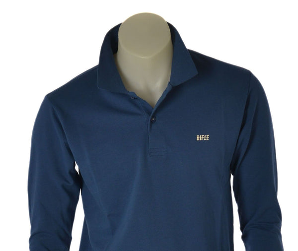 POLO UOMO RIFLE MANICA LUNGA POLSINI SPACCHI PIQUE COTONE LOGO ART. RFP181
