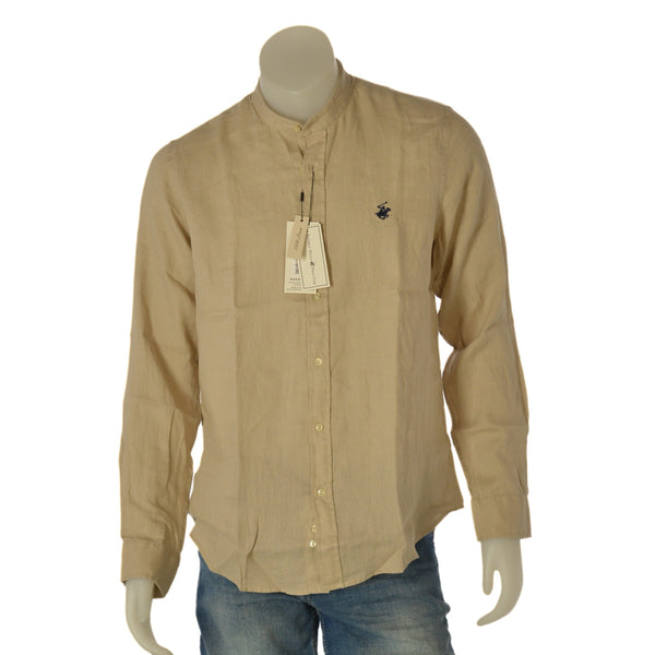 CAMICIA UOMO BEVERLY HILLS POLO CLUB REGULAR FIT COREANA MANICA LUNGA LINO LOGO ART. B-LEAD-LINO