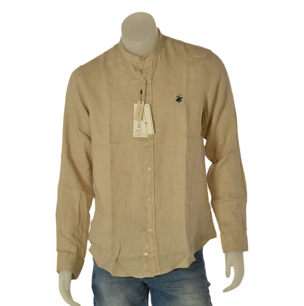 CAMICIA UOMO BEVERLY HILLS POLO CLUB REGULAR FIT COREANA MANICA LUNGA LINO LOGO ART. B-LEAD-LINO