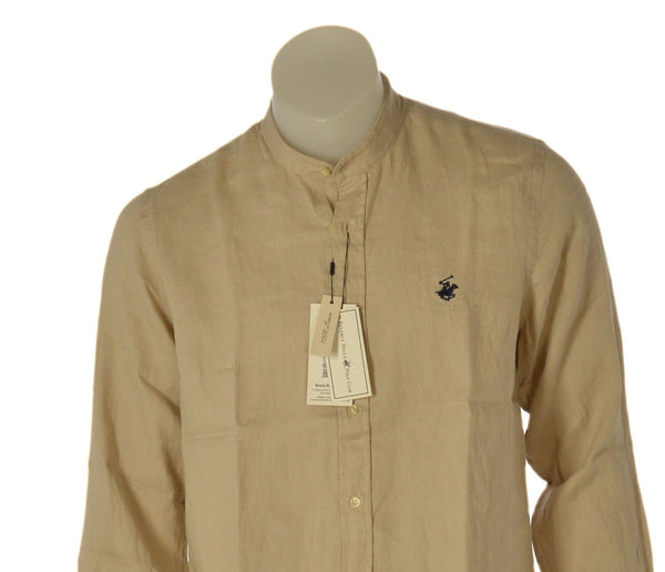 CAMICIA UOMO BEVERLY HILLS POLO CLUB REGULAR FIT COREANA MANICA LUNGA LINO LOGO ART. B-LEAD-LINO