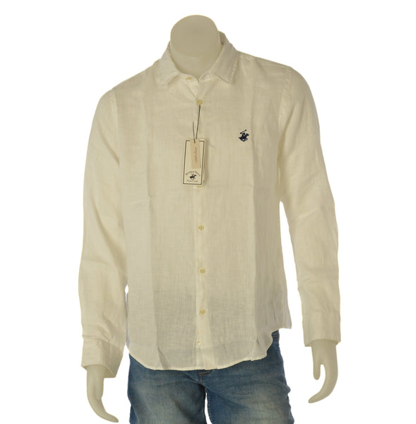 CAMICIA UOMO BEVERLY HILLS POLO CLUB MANICA LUNGA LINO REGULAR FIT LOGO ART. B-URBAN-LINO