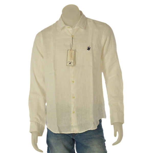 CAMICIA UOMO BEVERLY HILLS POLO CLUB MANICA LUNGA LINO REGULAR FIT LOGO ART. B-URBAN-LINO