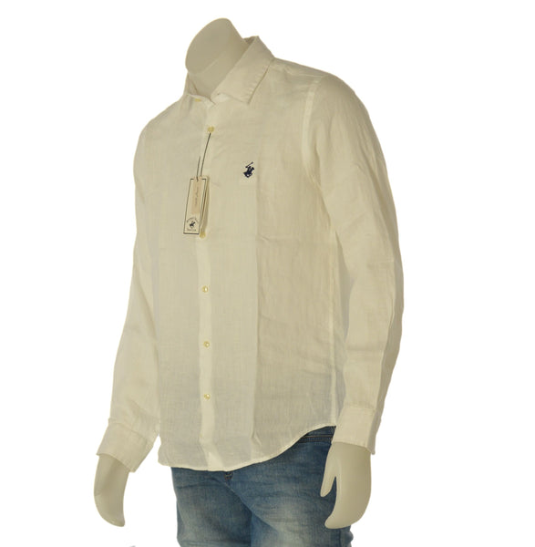 CAMICIA UOMO BEVERLY HILLS POLO CLUB MANICA LUNGA LINO REGULAR FIT LOGO ART. B-URBAN-LINO