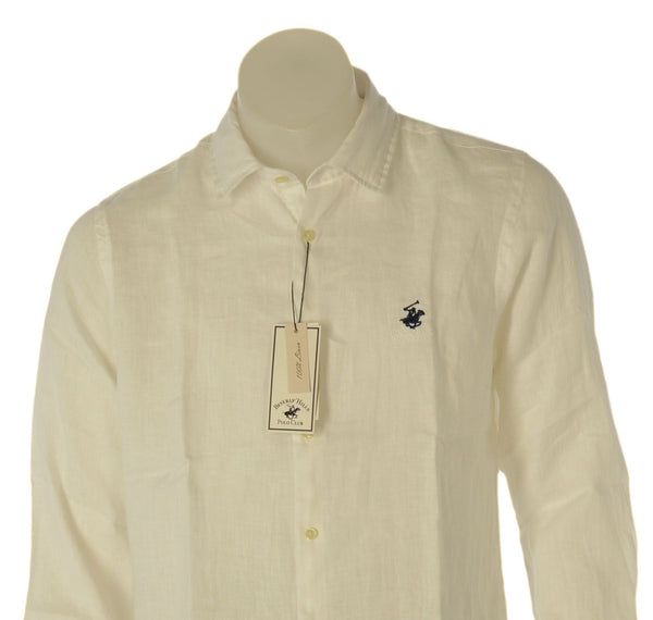 CAMICIA UOMO BEVERLY HILLS POLO CLUB MANICA LUNGA LINO REGULAR FIT LOGO ART. B-URBAN-LINO