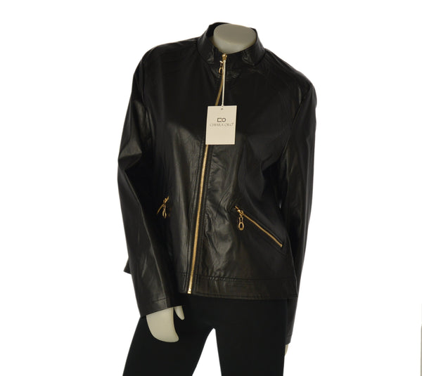 GIUBBETTO DONNA CHIARA ORO ECO PELLE FODERATO ZIP TASCHE ART. URANO