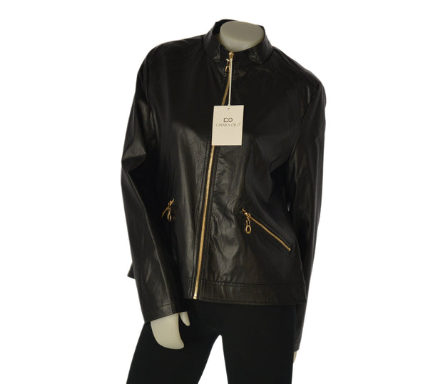 GIUBBETTO DONNA CHIARA ORO ECO PELLE FODERATO ZIP TASCHE ART. URANO