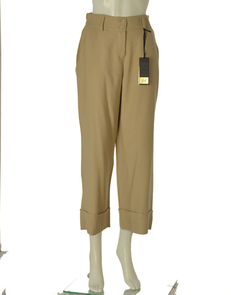 PANTALONI DONNA GRIFFAI CROPPED ELASTICO BOTTONI CERNIERA TASCHE ART. 7872
