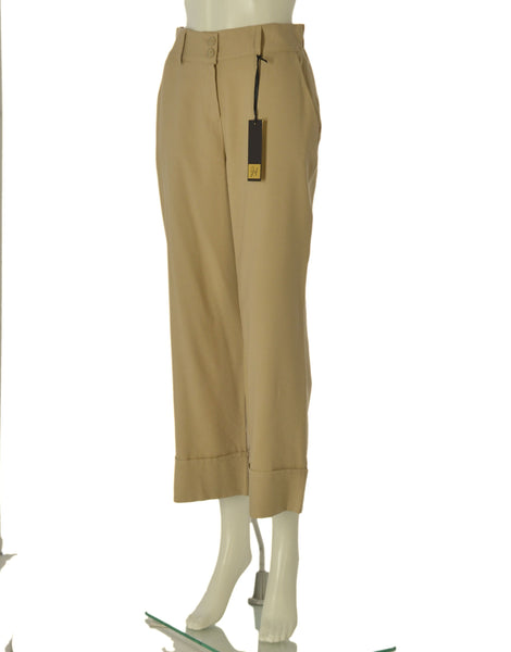 PANTALONI DONNA GRIFFAI CROPPED ELASTICO BOTTONI CERNIERA TASCHE ART. 7872