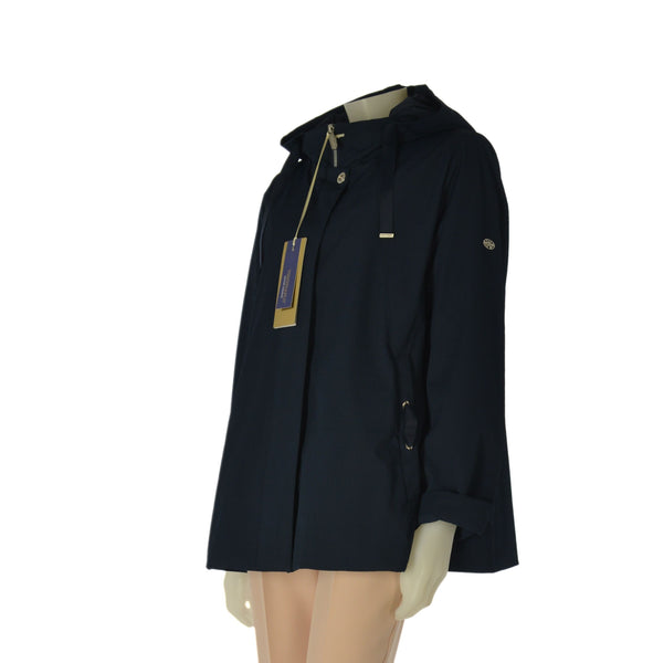 GIACCA DONNA VIRGINIA BLU TAGLIE OVER CAPPUCCIO ZIP TASCHE ANTIVENTO ART. CONF-FELCE-13C