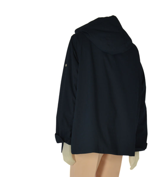 GIACCA DONNA VIRGINIA BLU TAGLIE OVER CAPPUCCIO ZIP TASCHE ANTIVENTO ART. CONF-FELCE-13C