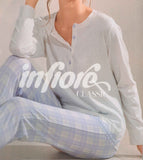 PIGIAMA DONNA SERAFINO PURO COTONE POIS QUADRI INFIORE ART.654229