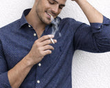 CAMICIA UOMO CORONA FANTASIA MANICHE LUNGHE COLLO CON BOTTONCINI TASCHINO E LOGO PURO COTONE ART RETTORE