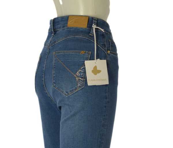 JEANS DONNA FLAVIA COSTANTI ELASTICIZZSTO LEGGERO CINQUE TASCHE STRASS ART. FC9292