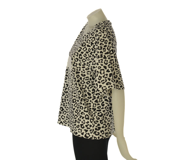T-SHIRT DONNA BASILE MANICA CORTA JERSEY COTONE FANTASIA ANIMALIER STRASS LOGO ART. BEW237