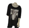 T-SHIRT DONNA SOPHIA TAGLIE OVER SCOLLO A GIRO COTONE STAMPA STRASS ART 26073
