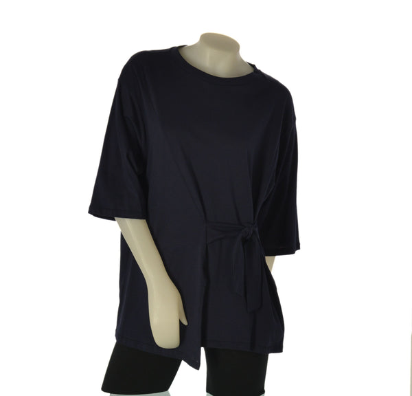 T-SHIRT DONNA SOPHIA TAGLIE OVER MANICA 3/4 GIROCOLLO NODO COTONE ART. 26122